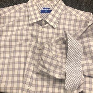 Men’s Egara Dress shirt. Blue, brown & white plaid